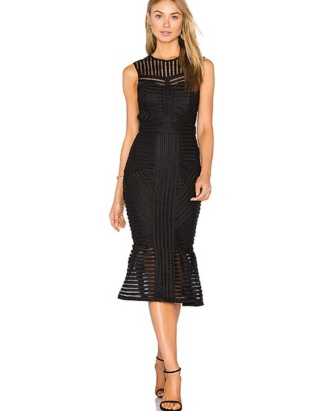 NWT Bardot Jessa Dress Black Sleeveless Lace Bodycon Peplum Cocktail US 8 M
